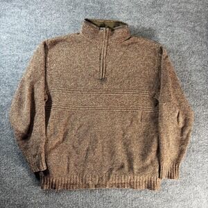 Pendleton Sweater Mens XL Brown 1/4 Zip Mock Neck Shetland Wool‎ Knit Pullover